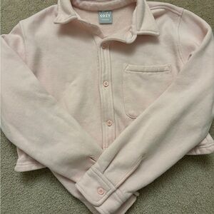 TNA Cozy Fleece Boyfriend Crop Pink Sweatshirt
